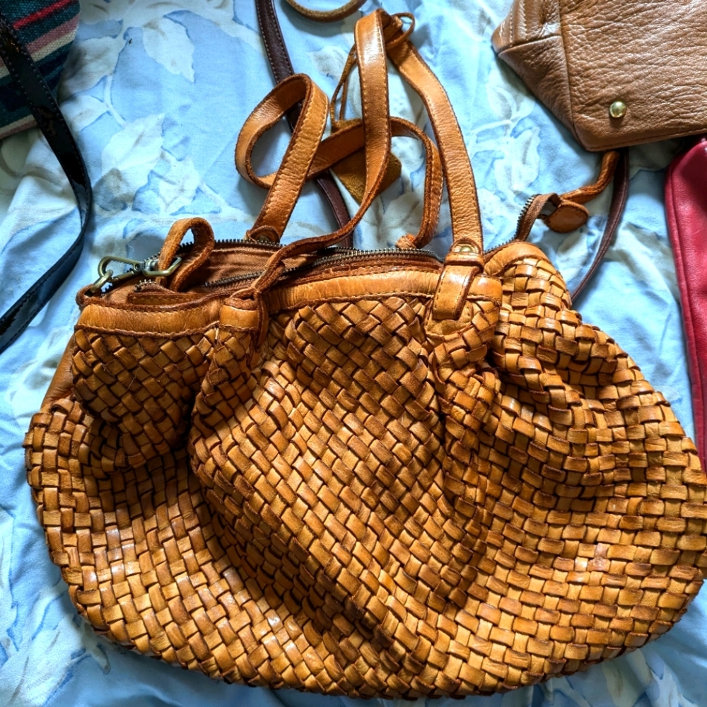 Soft woven leather bag